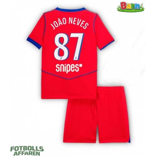 Paris Saint-Germain Joao Neves #87 Tredjeställ Barn 2025-26 Kortärmad (+ Korta byxor)